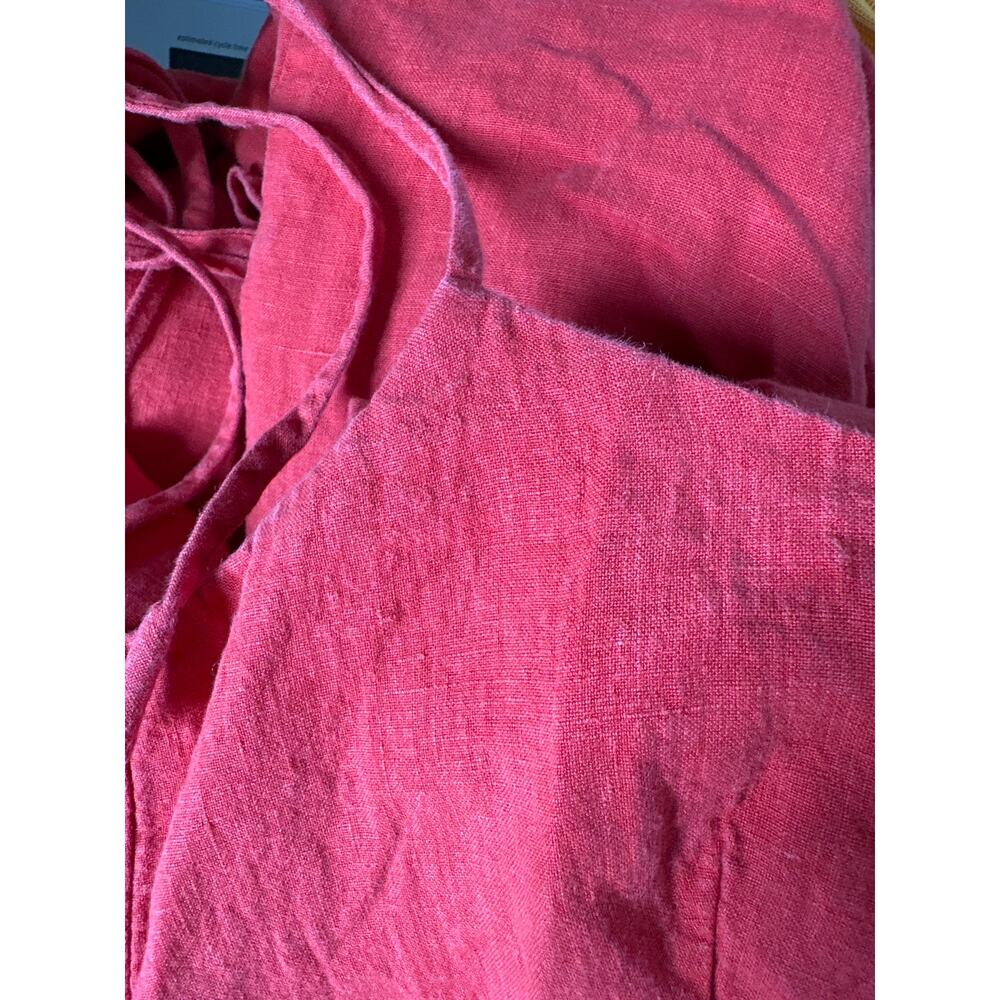 Eliza Faulkner Tessa Dress Linen Sleeveless Ruffle Open Back Midi A-Line Red S - Picture 6 of 9